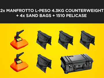 List my kit: 2x Manfrotto L-Peso 023 Counterweight + 4x Sandbags