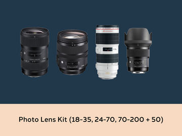 List my kit: Photo Lens Kit (18-35, 24-70, 70-200 + 50)