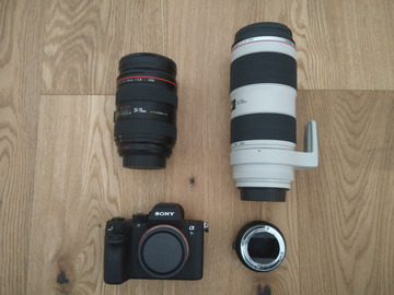 List my kit: Sony A7s ii + Canon 24-70mm + Canon 70-200mm