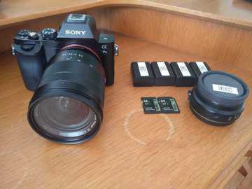 List my kit: Sony A7s Camera KIT - 24/70mm f4 Zeiss, Canon Lens Adaptor, 4 batteries, 2x64 GB SD Cards