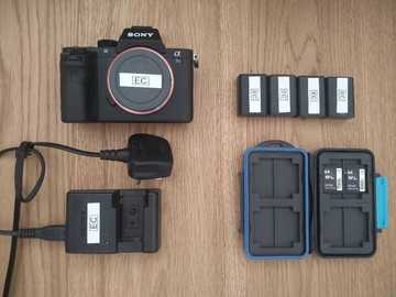 List my kit: Sony A7s ii Camera + 2x64GB SD Cards + 4 Batteries