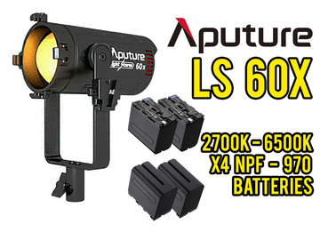 List my kit: Aputure LS 60X BiColor Light 2700K-6500K + 4 Batteries (NW3)