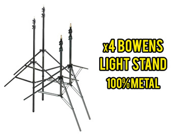 List my kit: x4 Bowens Light Stands