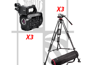 List my kit: x3 Sony FS7 Mark 1 Cameras with x3 Tripod