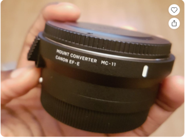 List my kit: Sigma MC-11 adapter (For Canon EF and Sigma lenses)