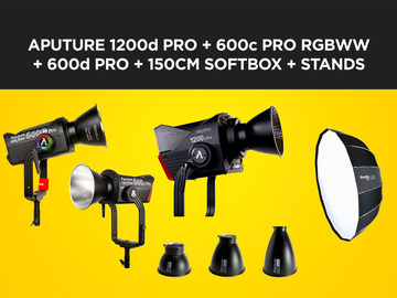 List my kit: Aputure 1200d Pro + 600c Pro RGBWW + 600d Pro +Stands/extras