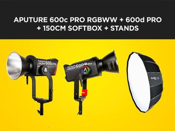 List my kit: Aputure 600c RGBWW LED + 600d Pro + Softbox + Stands