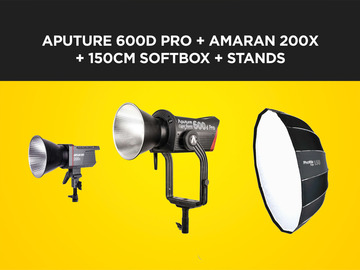 List my kit: Aputure 600d Pro + Amaran 200x +150cm Softbox +Stands