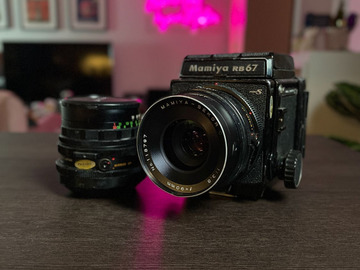 List my kit: Mamiya RB67 Medium Format 120 Film Back 65mm + 90mm lenses