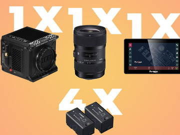 List my kit: Cheap Red Camera with low light lens and monitor 