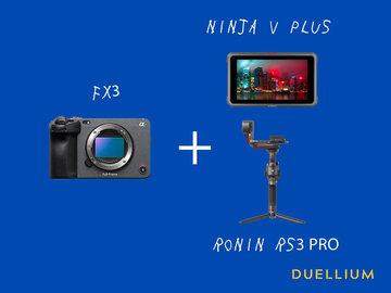 List my kit: Sony FX3 + Ronin RS3 PRO combo + Ninja V PLUS