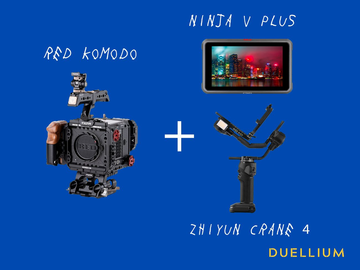 List my kit: Red Komodo + Zhiyun crane 4 Combo + Ninja V PLUS