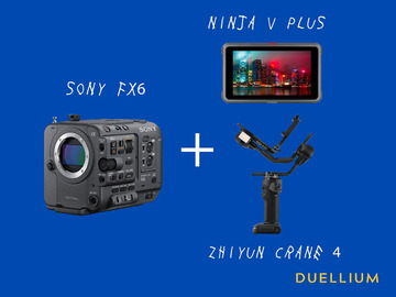 List my kit: Sony FX6 + Zhiyun Crane 4 Combo + Ninja V PLUS