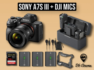 List my kit: Sony a7siii mirrorless Camera / 24-70 lens + dji mic lav Kit